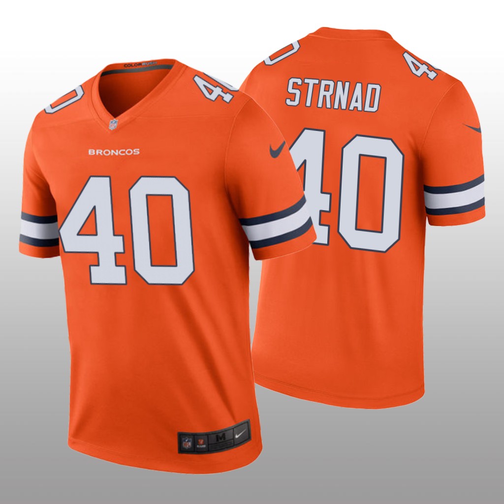 Denver Broncos Justin Strnad Orange Jersey Color Rush Legend - Men's
