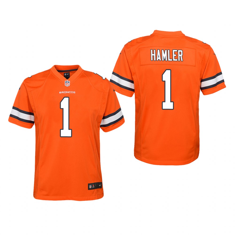 Denver Broncos K.J. Hamler Orange Jersey Color Rush Game - Youth