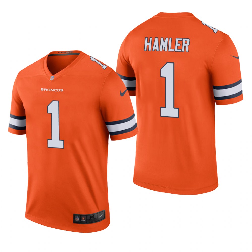 Denver Broncos K.J. Hamler Orange Jersey Color Rush Legend - Men's