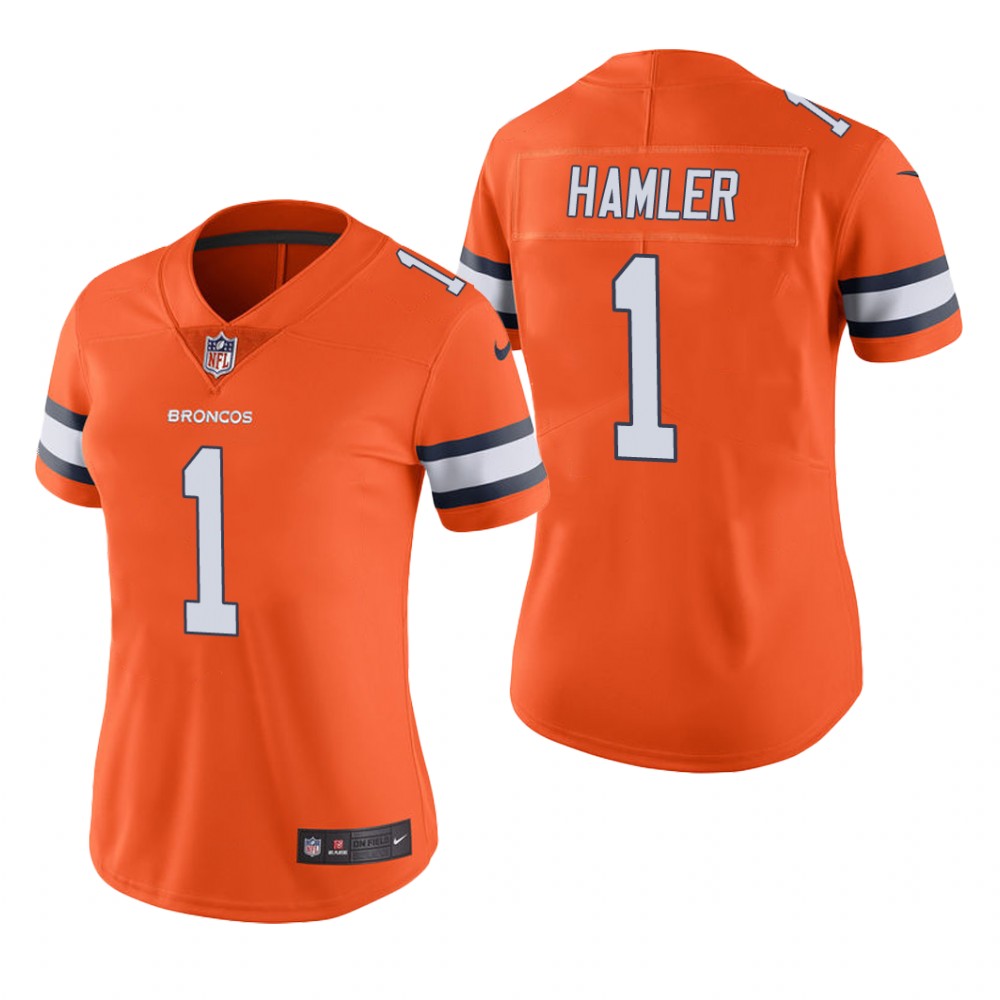 Denver Broncos K.J. Hamler Orange Jersey Color Rush Limited - Women's