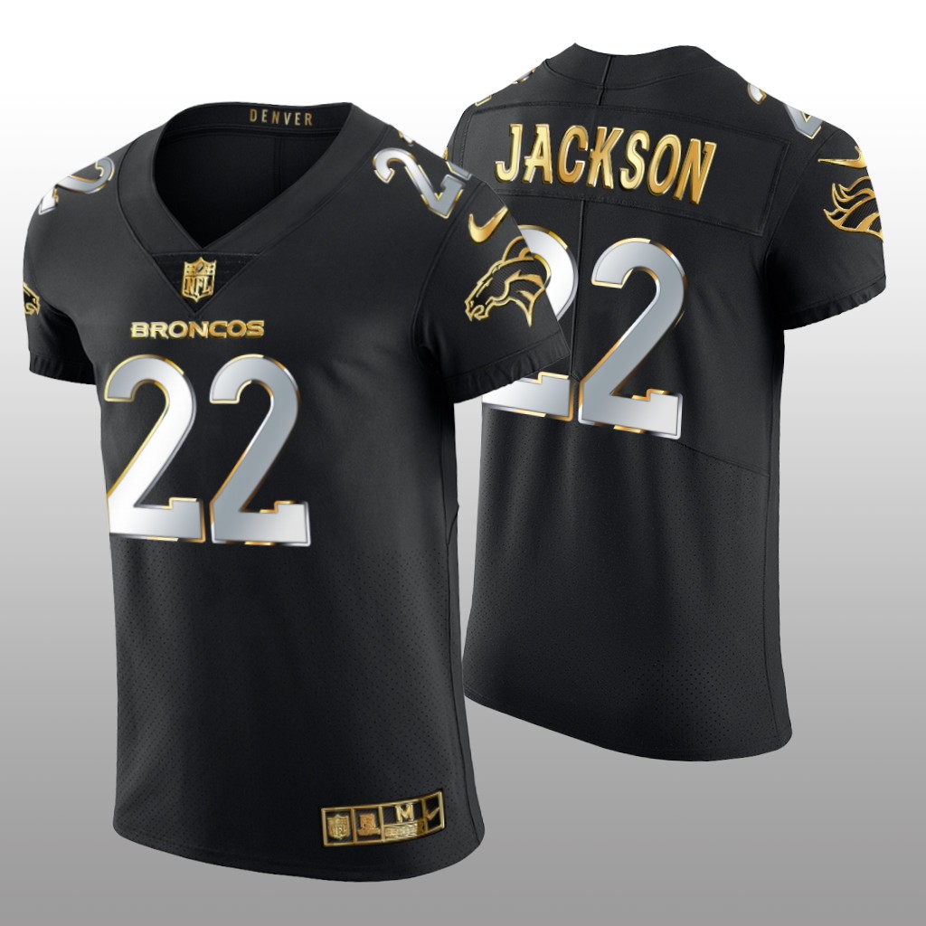 Denver Broncos Kareem Jackson Black Elite Jersey Golden Edition Men's