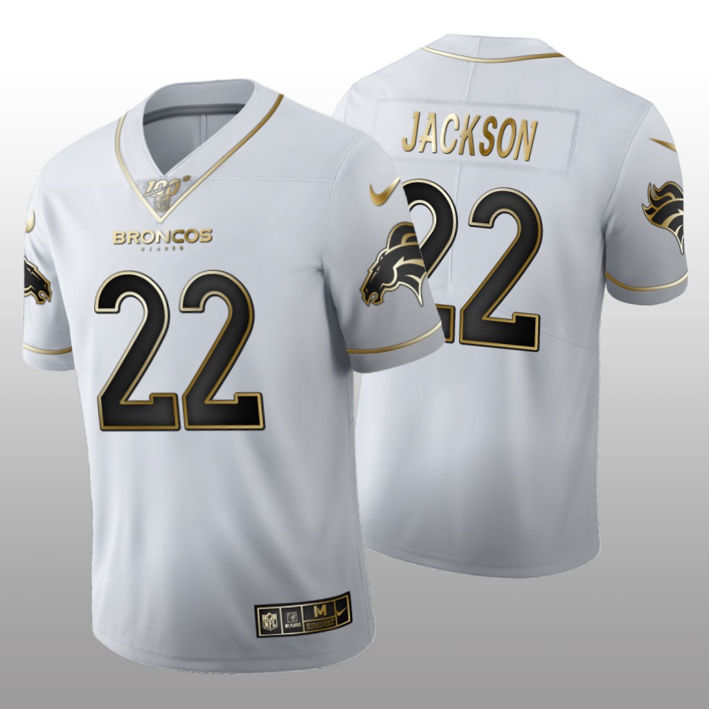 Denver Broncos Kareem Jackson White Golden Edition Jersey 100th Season Men's