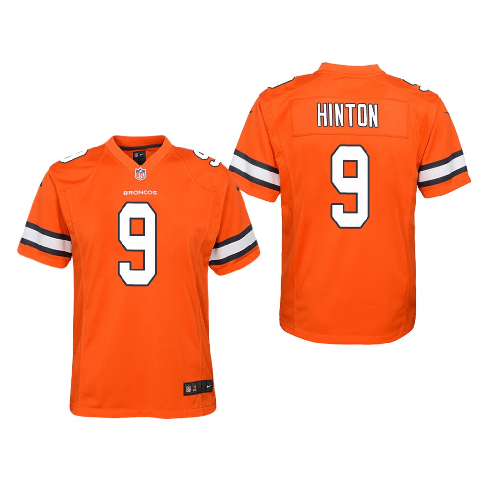 Denver Broncos Kendall Hinton Orange Jersey Color Rush Game - Youth