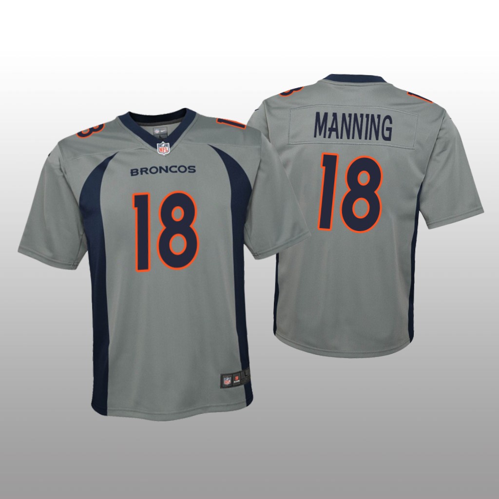 Denver Broncos Peyton Manning Gray Jersey Inverted Game - Youth
