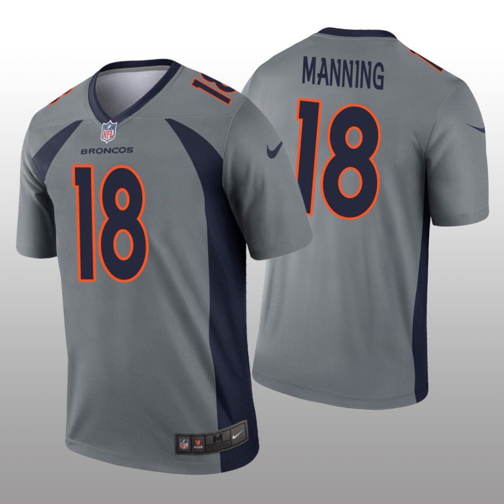 Denver Broncos Peyton Manning Gray Jersey Inverted Legend - Men's