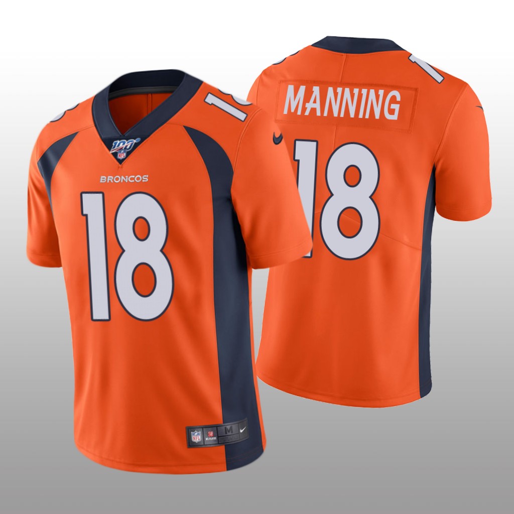 Denver Broncos Peyton Manning Orange Vapor Limited Jersey 100th Season - Men's