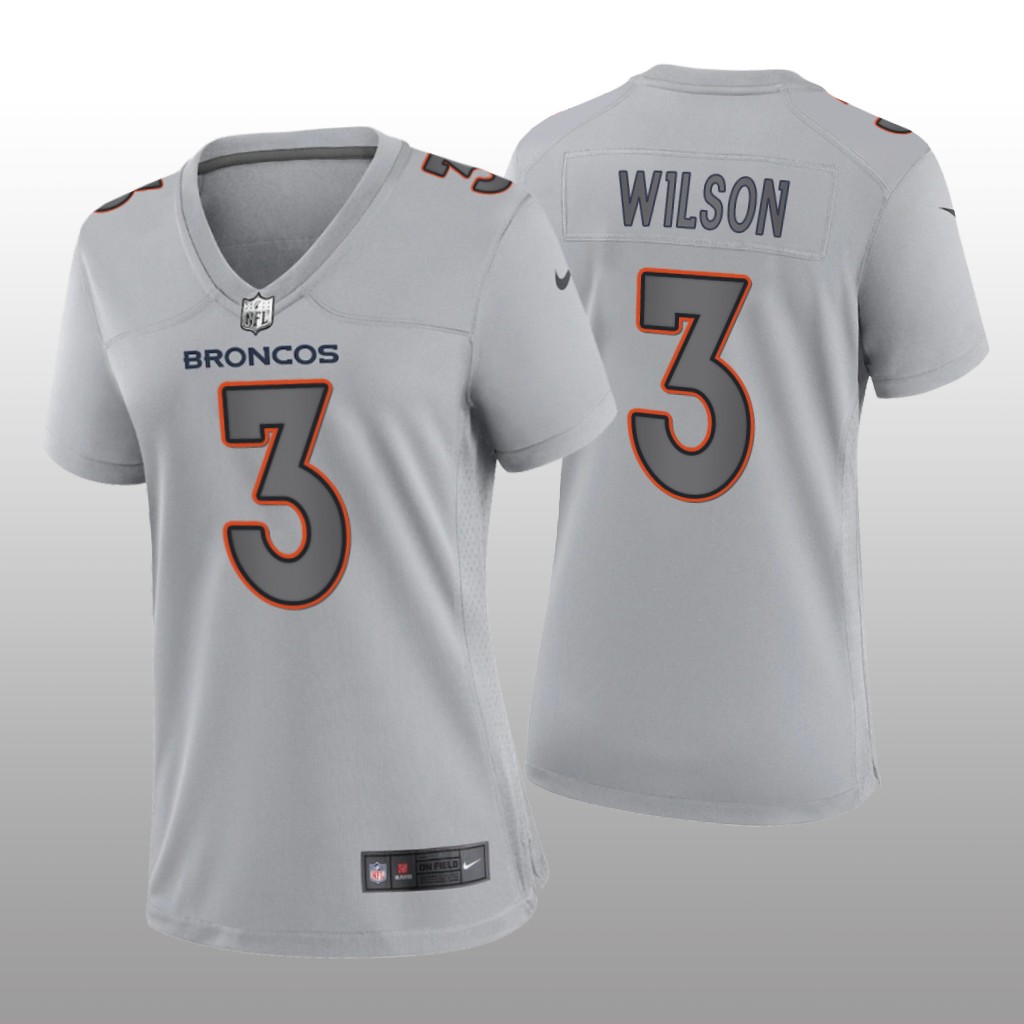 Denver Broncos Russell Wilson Gray Jersey Atmosphere Fashion Game - Women's