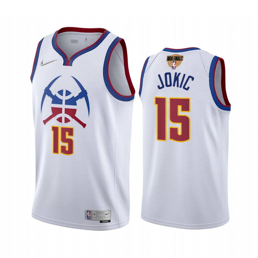 Denver Nuggets #15 Nikola Jokic 2021 NBA Playoffs White Jersey