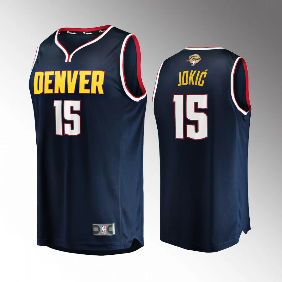 Denver Nuggets #15 Nikola Jokic Fast Break Player Jersey 2023 NBA Finals Navy Icon Edition
