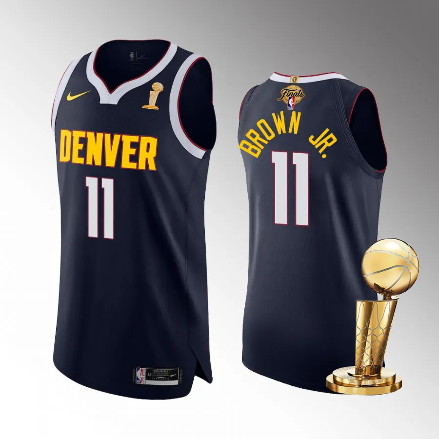 Denver Nuggets 2023 NBA Finals Champions Bruce Brown Jr. Navy Jersey Icon