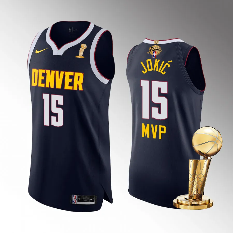 Denver Nuggets 2023 NBA Finals Champions Nikola Jokic Navy Jersey Icon