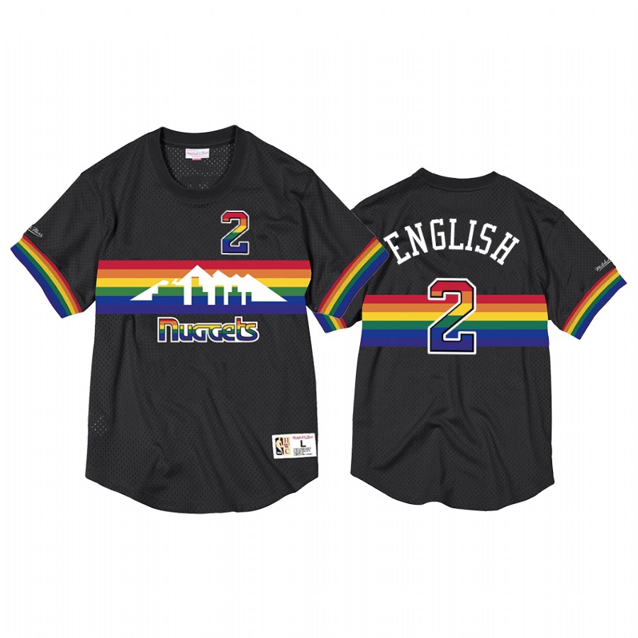 Denver Nuggets Alex English Black Rainbow Skyline Mesh Crewneck Jersey #2