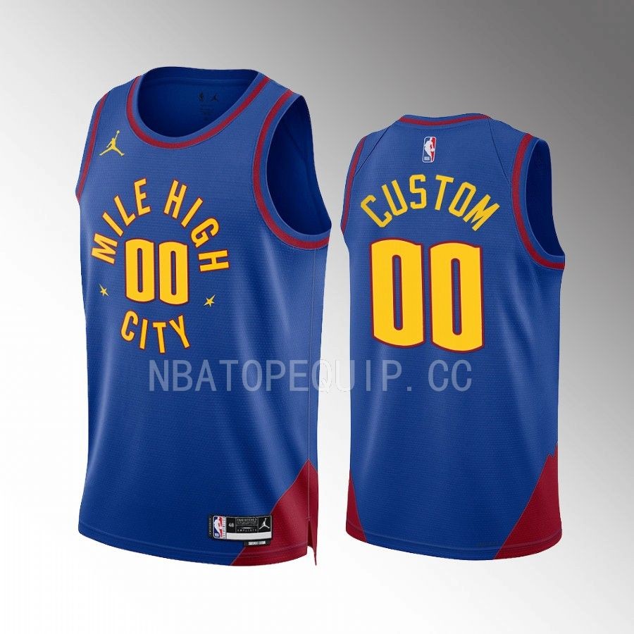 Denver Nuggets Custom 2022-23 Statement Edition Blue #00 Jersey Mile High City