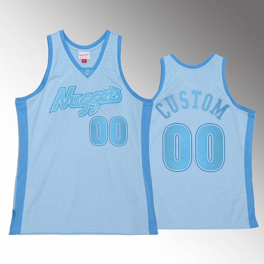 Denver Nuggets Custom Blue Space Knit Men Jersey Hardwood Classics