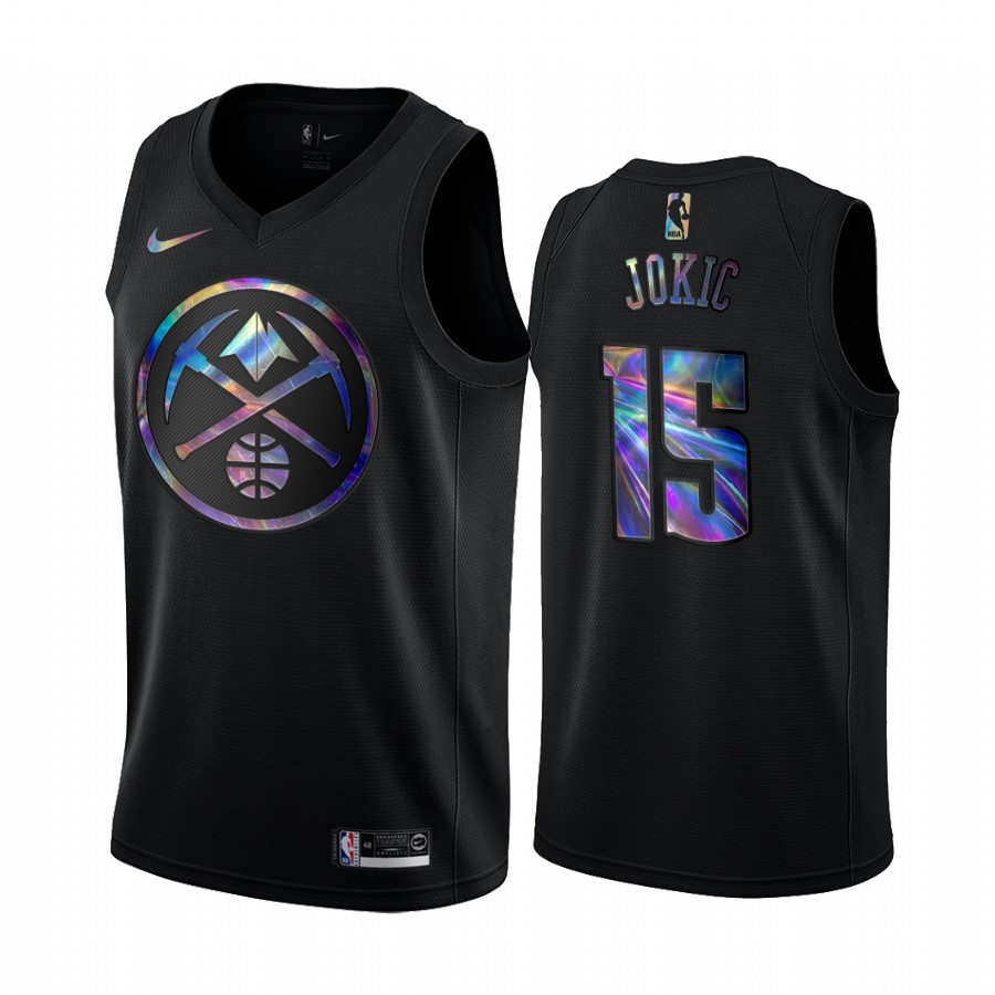 Denver Nuggets Nikola Jokic #15 Jersey Iridescent HWC Collection Black 2021 Limited