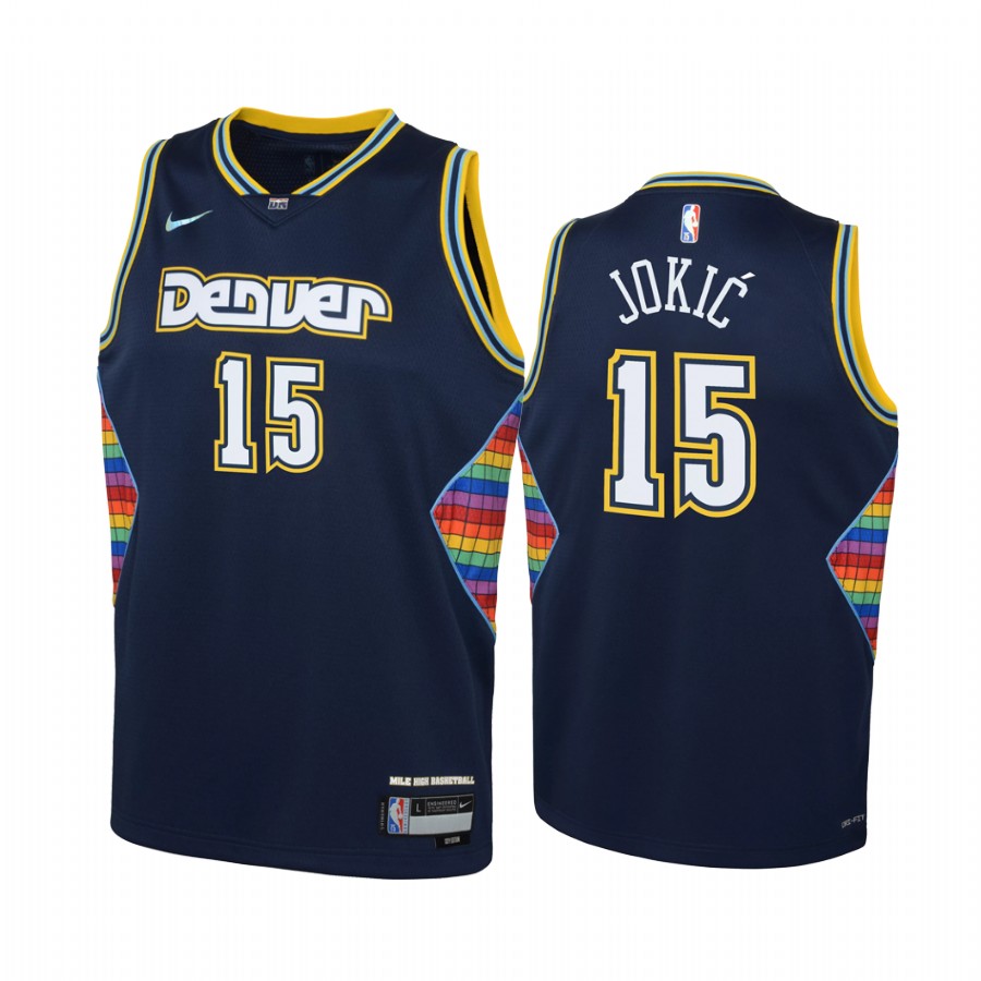 Denver Nuggets Nikola Jokic City Edition Blue Youth Jersey NBA 75th Season #15