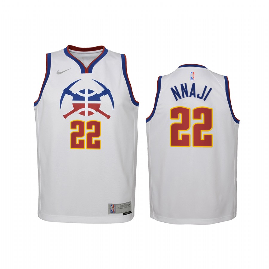 Denver Nuggets Zeke Nnaji 2021 Earned Edition White Youth Jersey Swingman #22