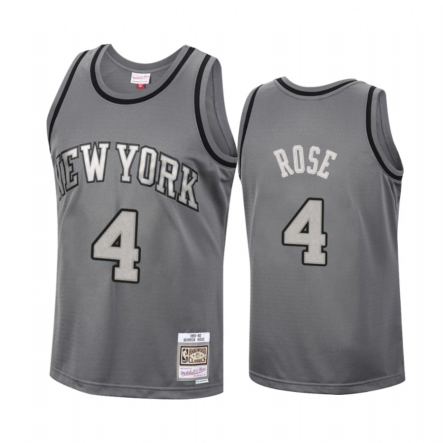 Derrick Rose #4 New York Knicks Metal Works Jersey Charcoal