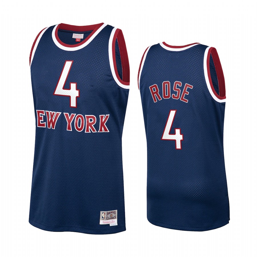 Derrick Rose #4 New York Knicks Throwback Jersey Navy