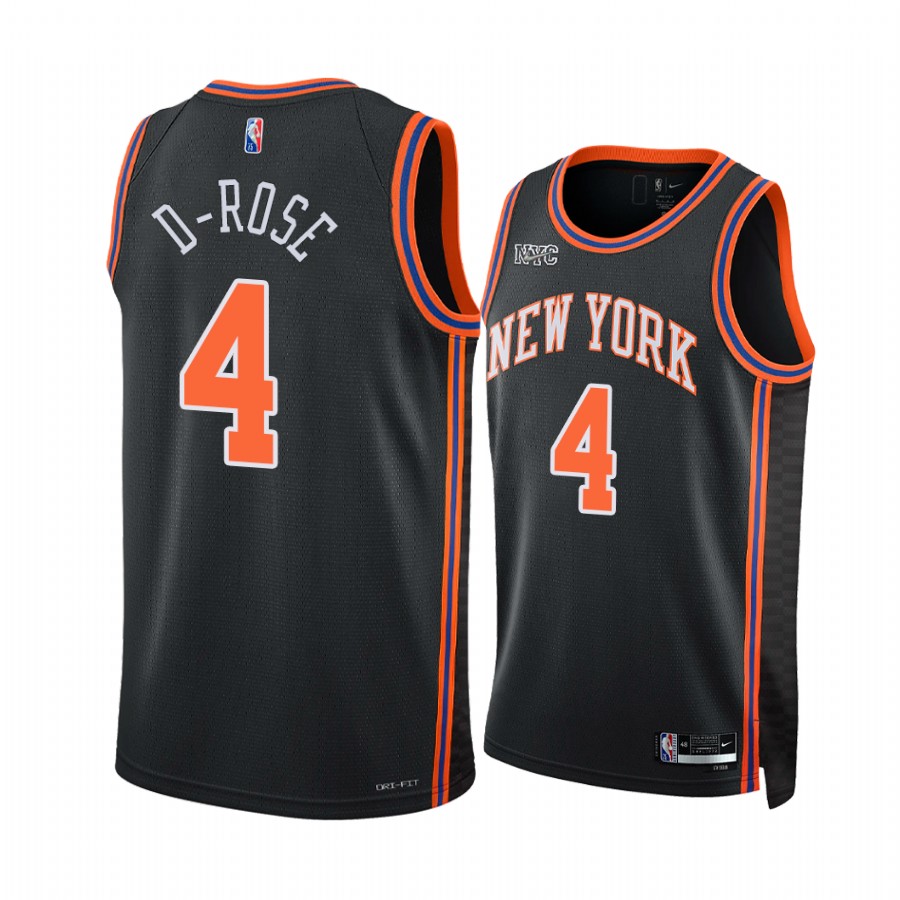 Derrick Rose D-Rose Knicks Nickname Diamond Edition Black Jersey 2022
