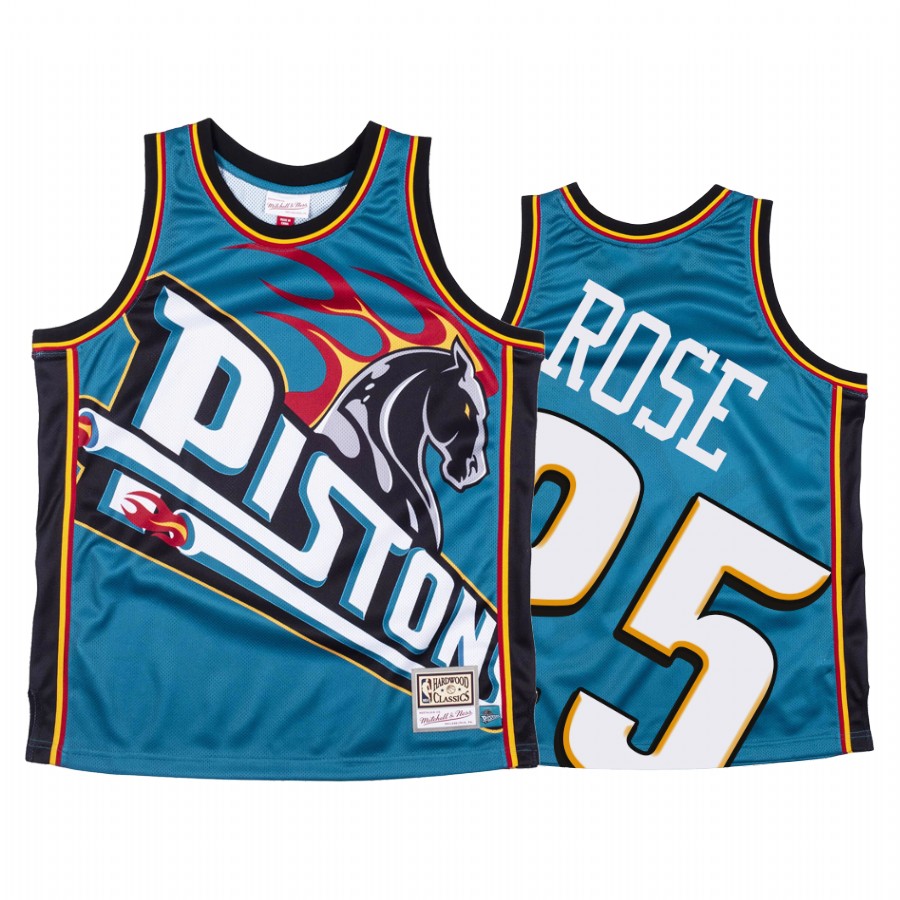 Derrick Rose Detroit Pistons HWC Blue Big Face Men's Jersey