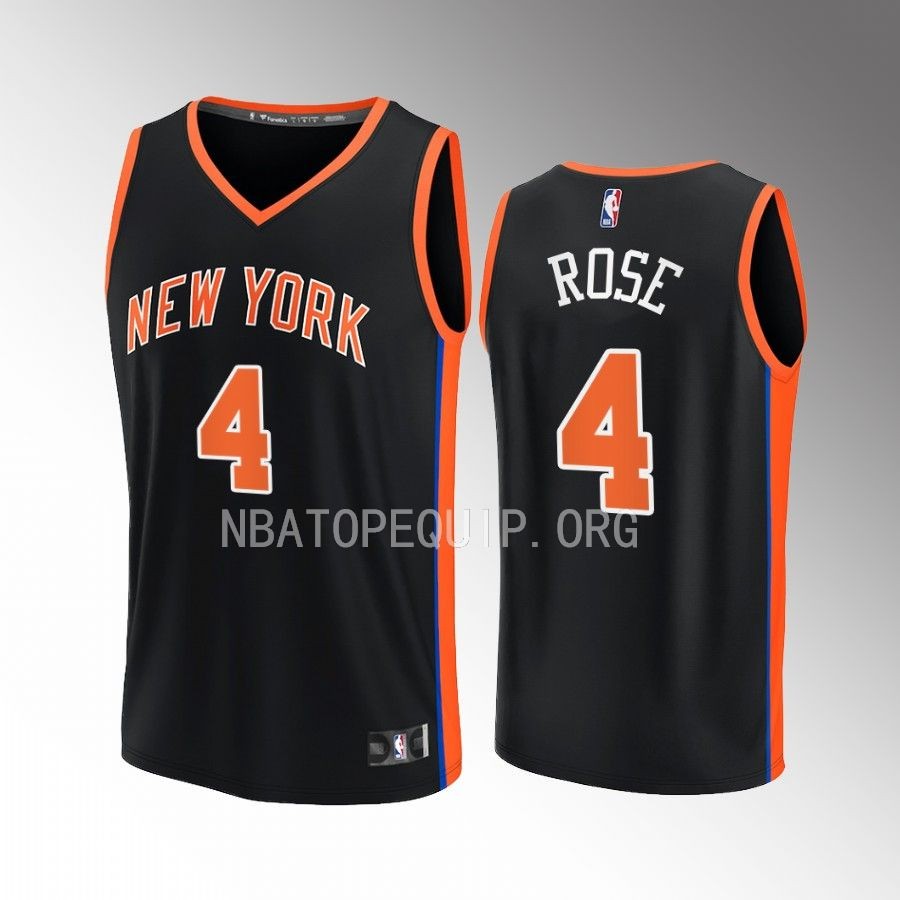 Derrick Rose Knicks #4 Black Jersey Fast Break Fastbreak 2022-23 City Edition