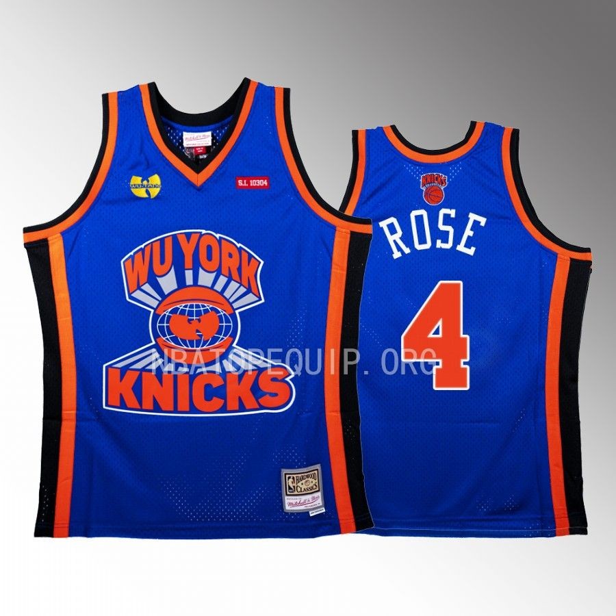 Derrick Rose Knicks x Wu-Tang Clan Jersey NBA BR Remix Blue #4 Limited Edition