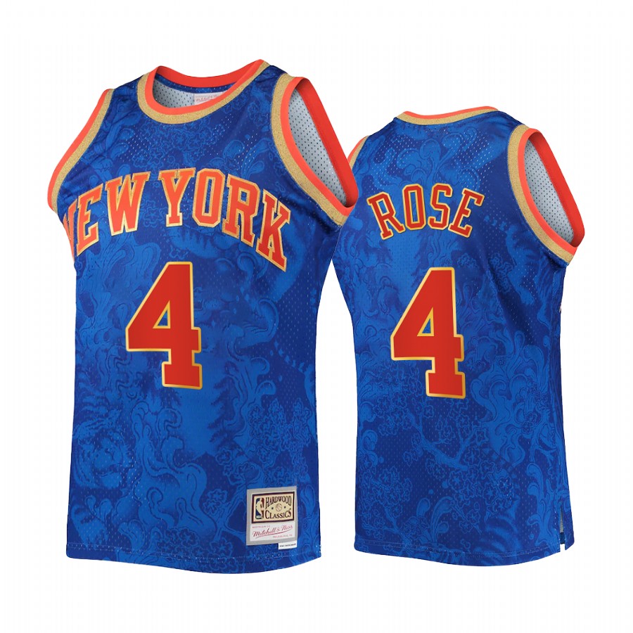 Derrick Rose Lunar New Year 2022 New York Knicks Royal Jersey Throwback