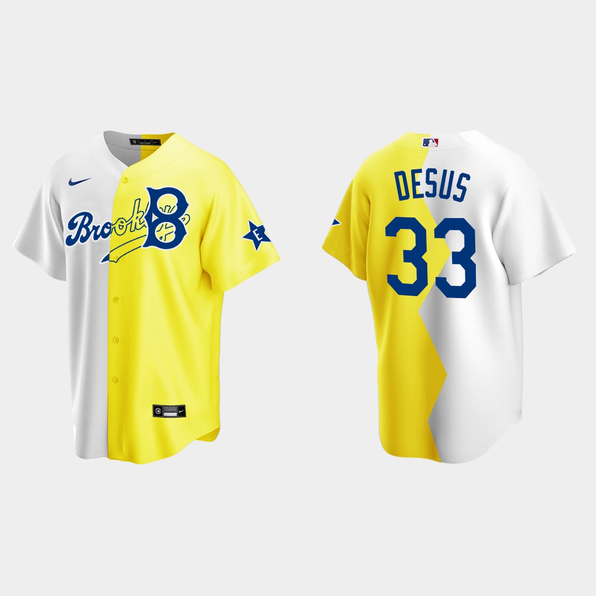 Desus Nice Brooklyn Dodgers 2022 MLB All-Star Celebrity Softball Game Split Jersey - White Yellow