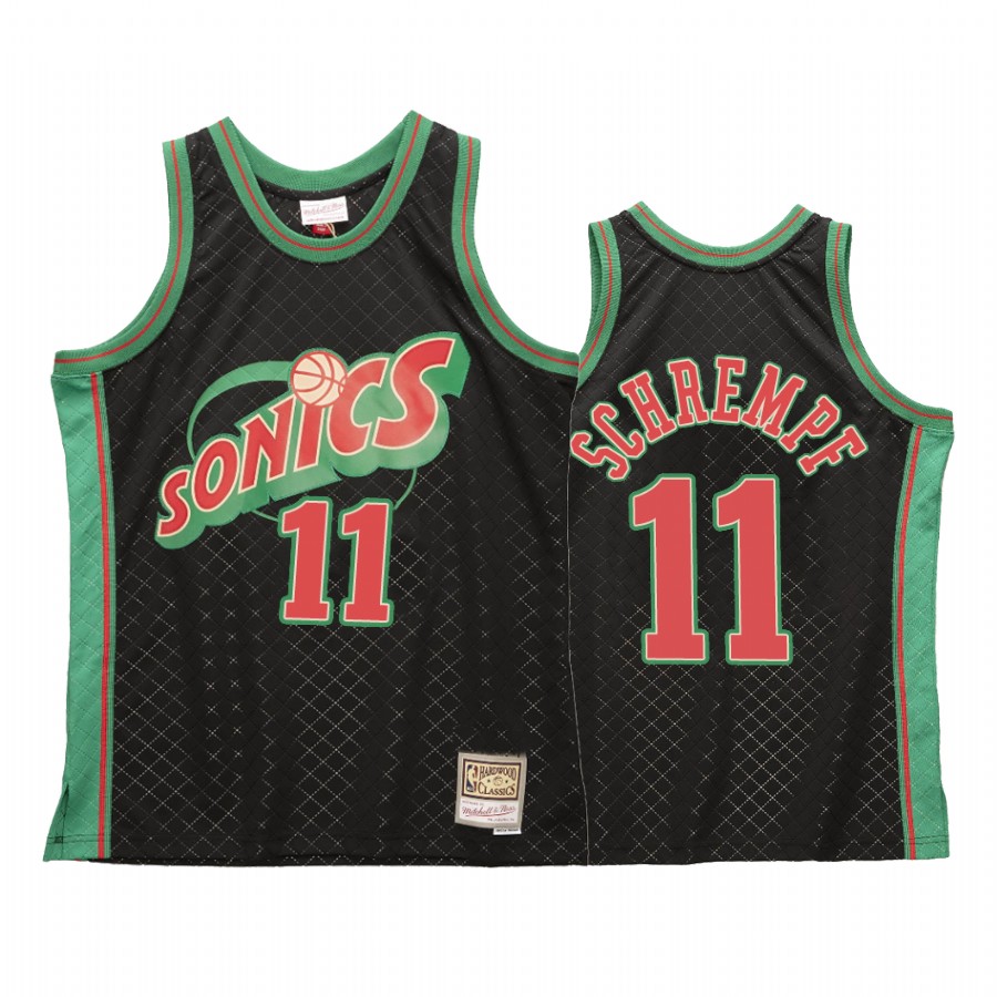 Detlef Schrempf 11 Seattle SuperSonics Neapolitan Black Jersey Hardwood Classics