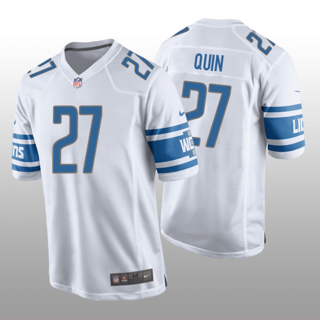Detroit Lions #27 White Men's Glover Quin Game Jersey