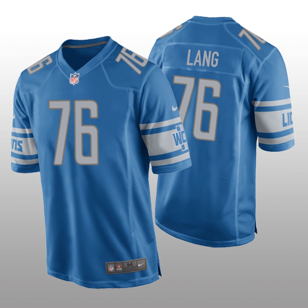 Detroit Lions #76 Blue Men's T.J. Lang Game Jersey