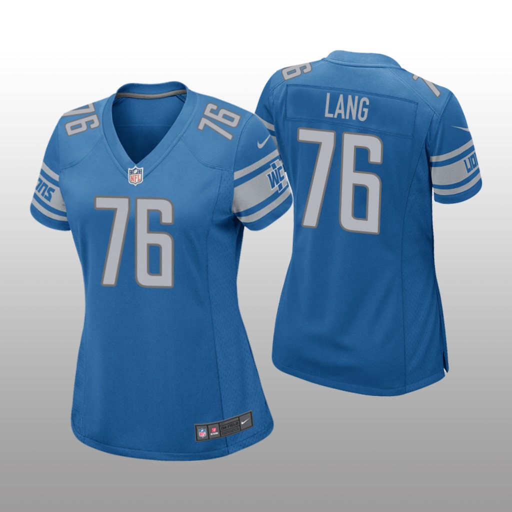Detroit Lions #76 Blue T. J. Lang Game Jersey - Women