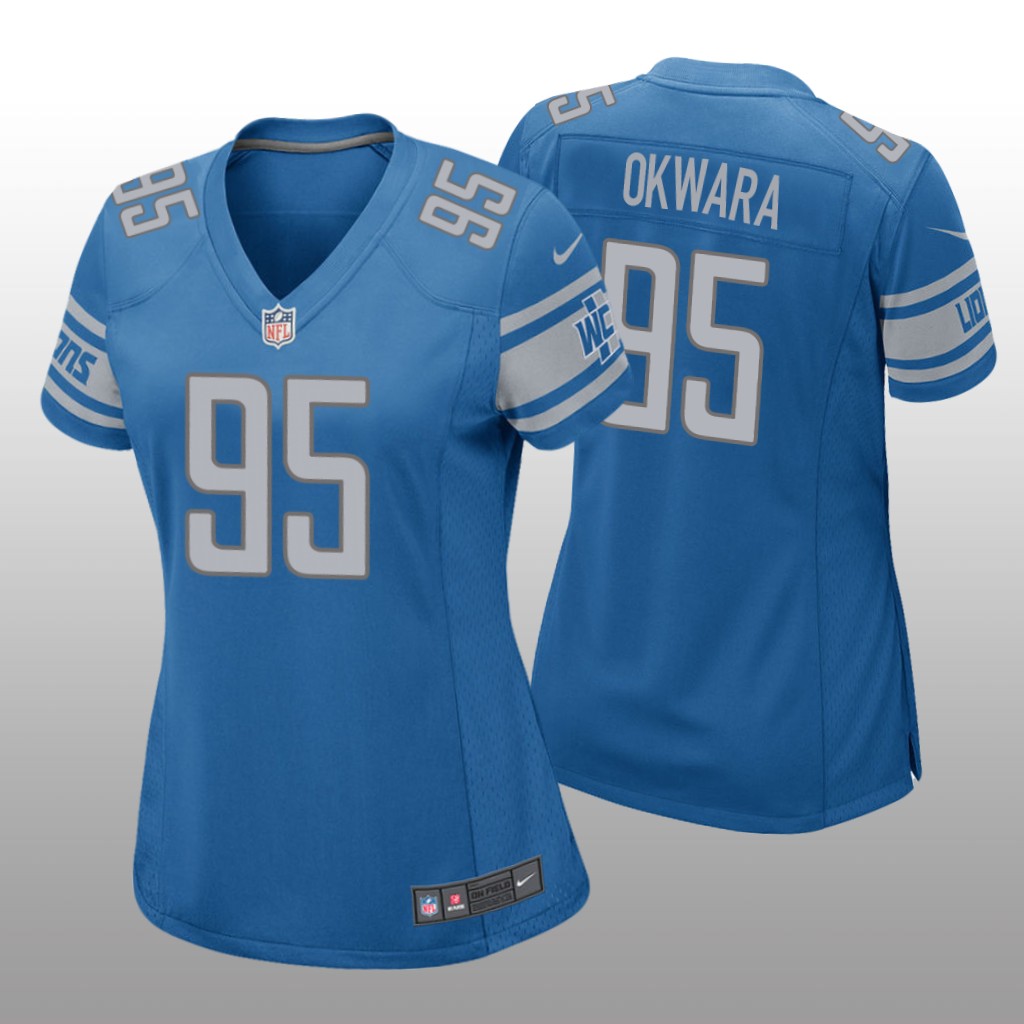 Detroit Lions #95 Blue Romeo Okwara Game Jersey - Women