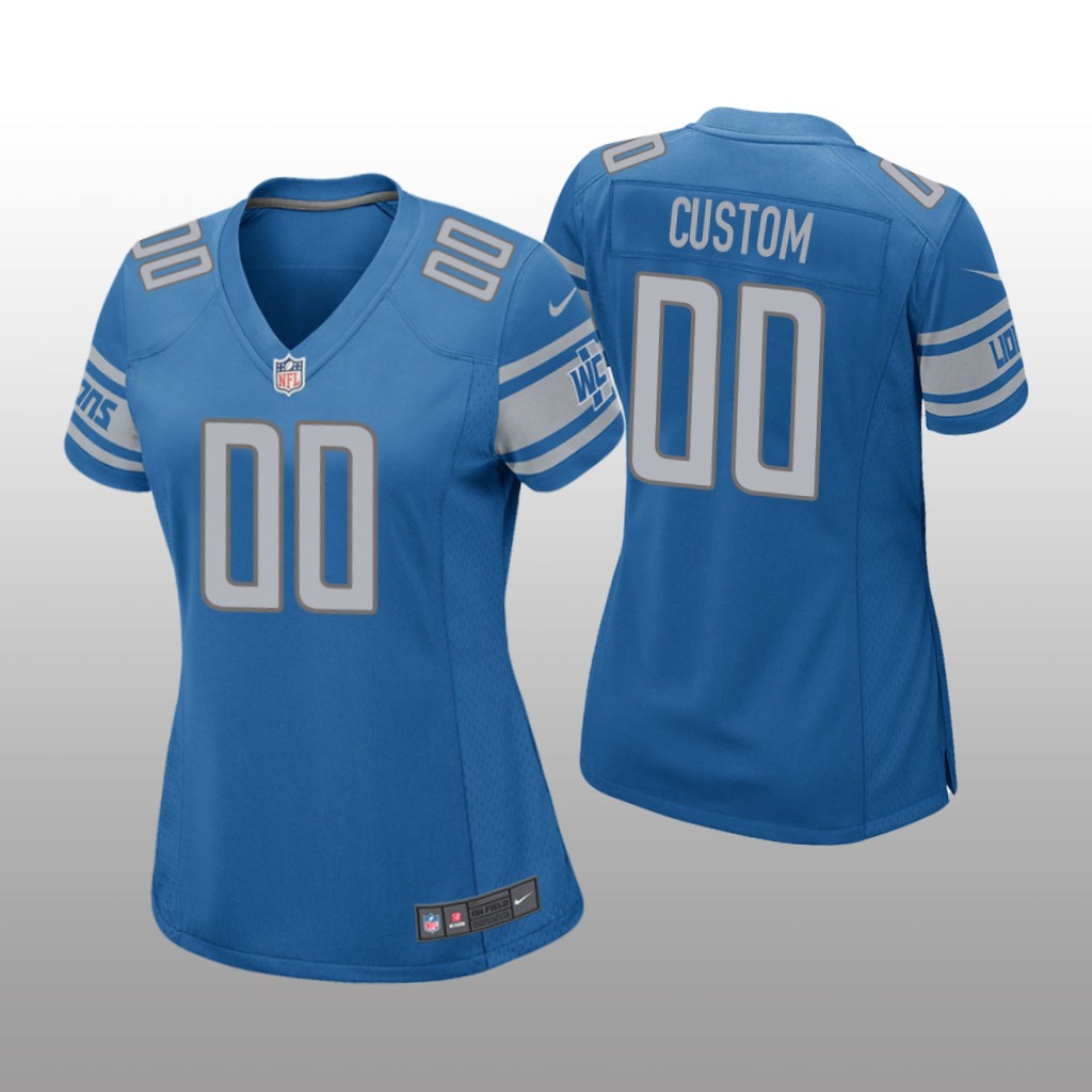 Detroit Lions # Blue Custom Game Jersey - Women