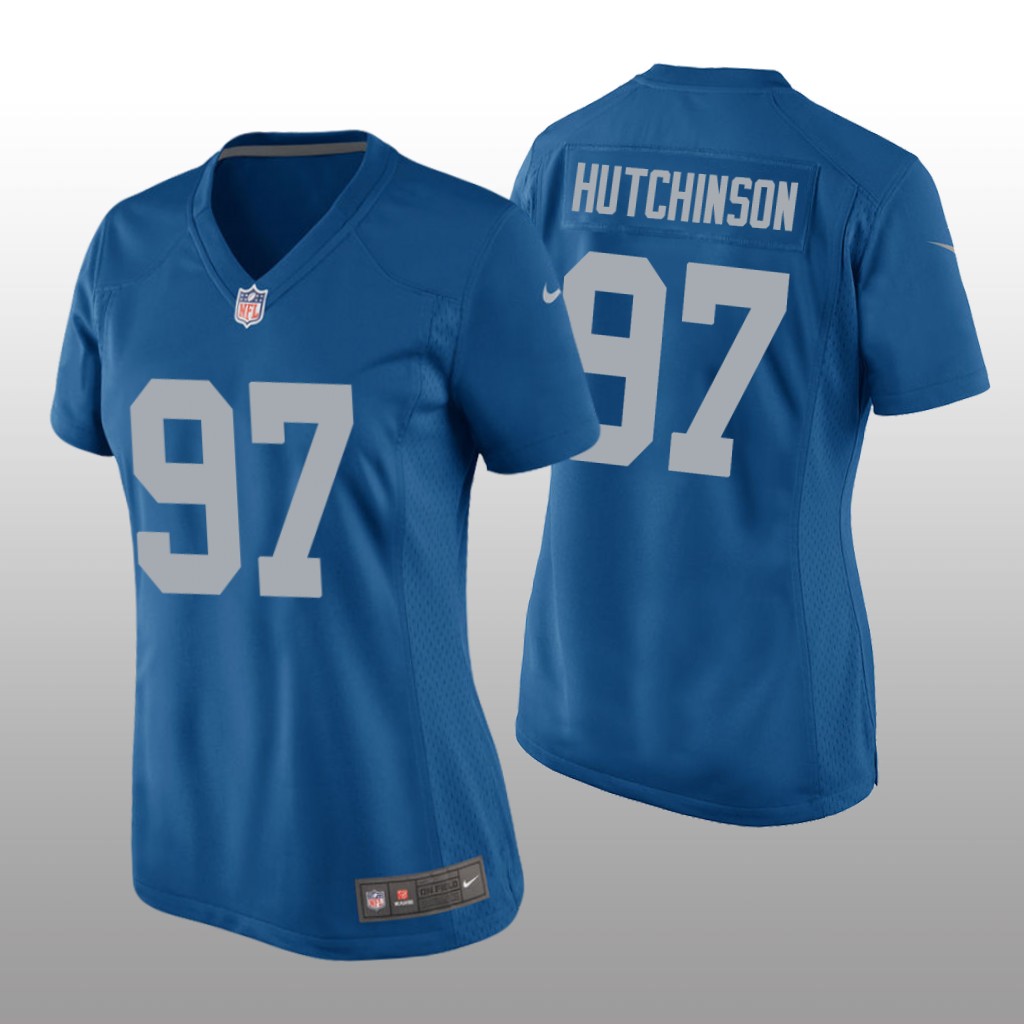 Detroit Lions Aidan Hutchinson Blue Jersey Throwback Game - Women's