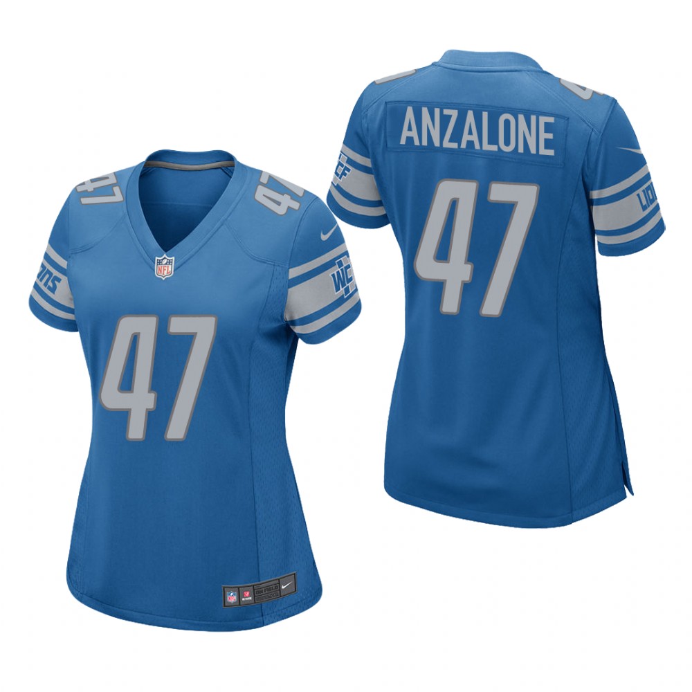 Detroit Lions Alex Anzalone Blue Jersey Game - Women's