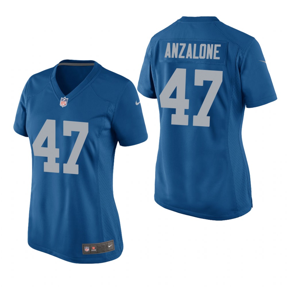 Detroit Lions Alex Anzalone Blue Jersey Throwback Game - Women's