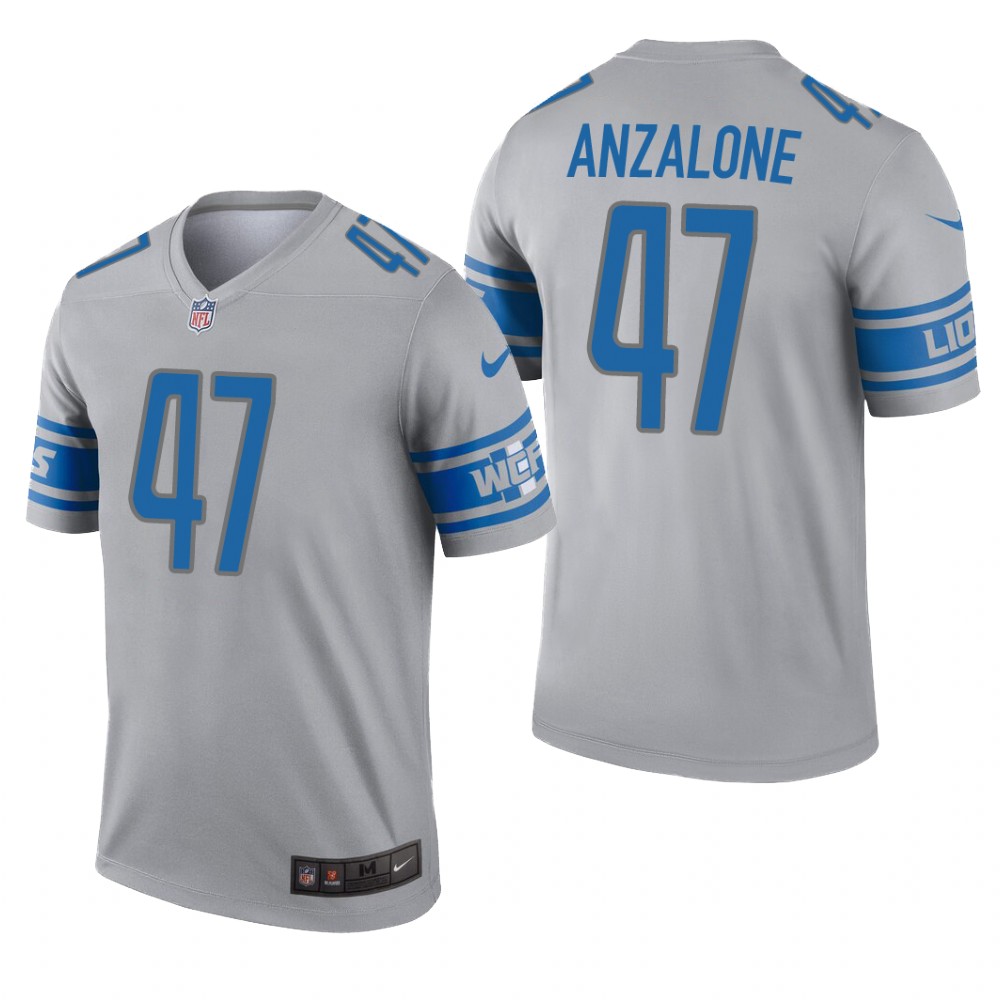 Detroit Lions Alex Anzalone Gray Jersey Inverted Legend - Men's
