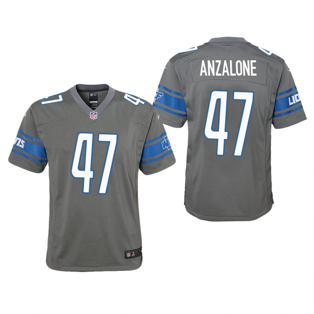 Detroit Lions Alex Anzalone Steel Jersey Color Rush Game - Youth