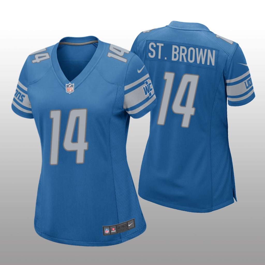 Detroit Lions Amon-Ra St. Brown Blue Jersey Throwback Game – Women’s ...