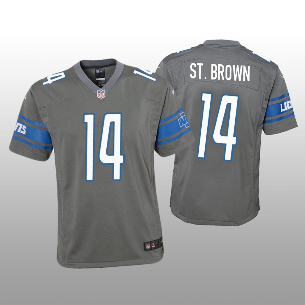 Detroit Lions Amon-Ra St. Brown Steel Jersey Color Rush Game - Youth