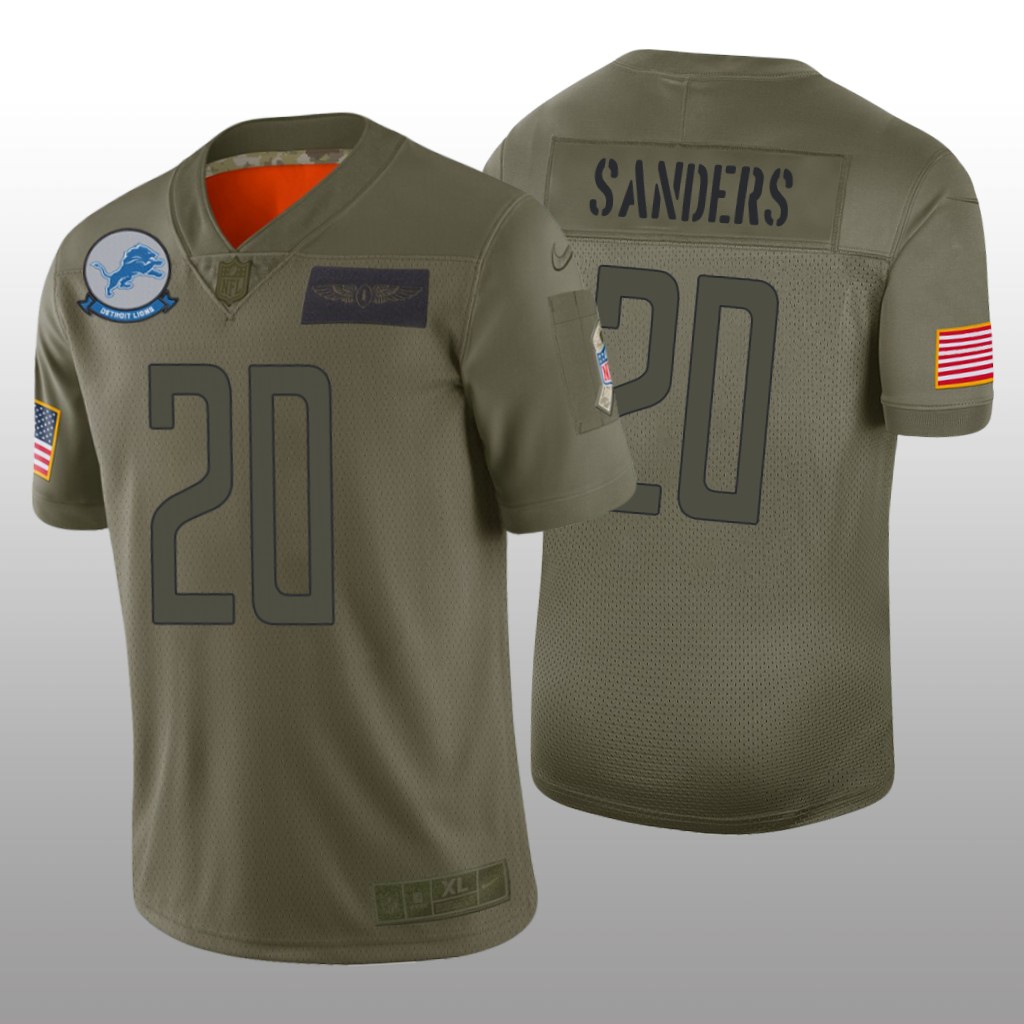 Detroit Lions Barry Sanders Camo Limited Jersey 2019 Salute to Service - Men's
