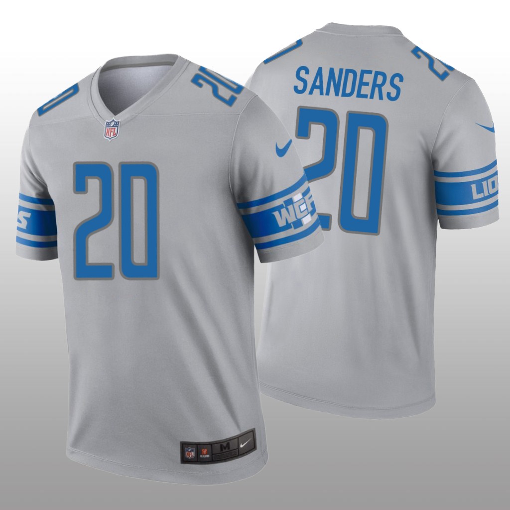Detroit Lions Barry Sanders Gray Jersey Inverted Legend - Men's