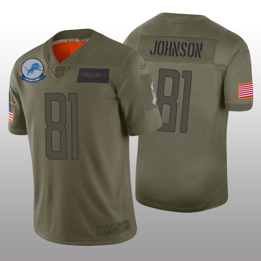 Detroit Lions Calvin Johnson Camo Limited Jersey 2019 Salute to Service - Men's