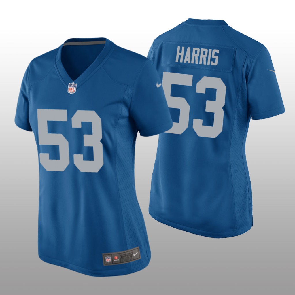 Detroit Lions Charles Harris Blue Jersey Throwback Game - Women's
