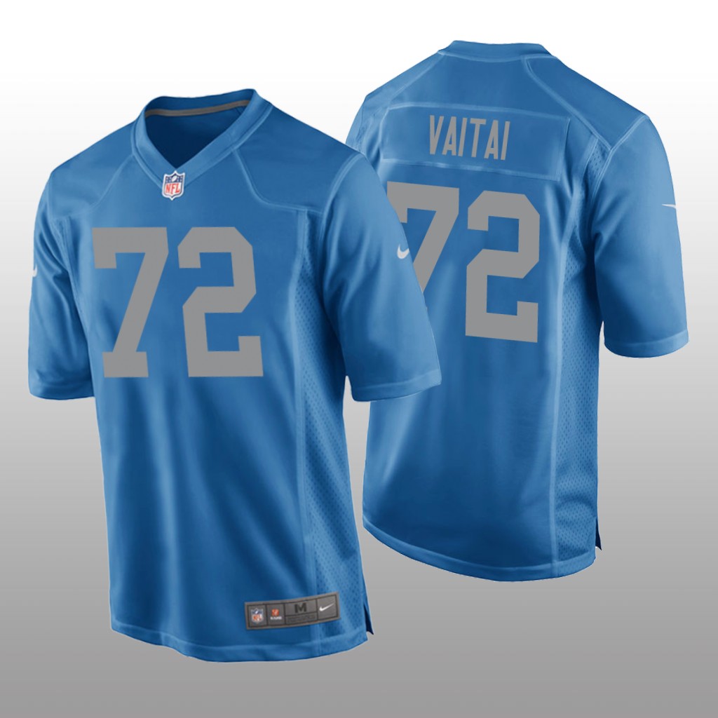 Detroit Lions Halapoulivaati Vaitai Blue Jersey Throwback Game - Men's