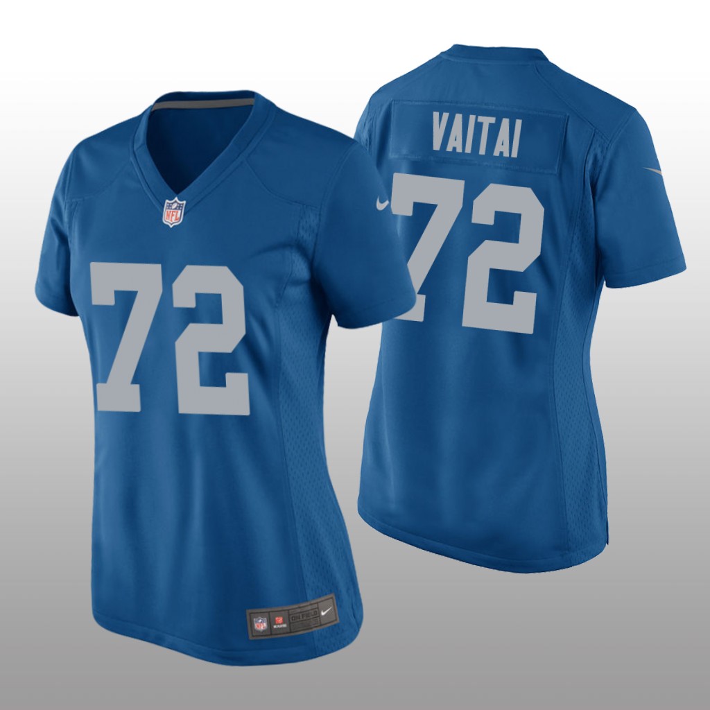 Detroit Lions Halapoulivaati Vaitai Blue Jersey Throwback Game - Women's