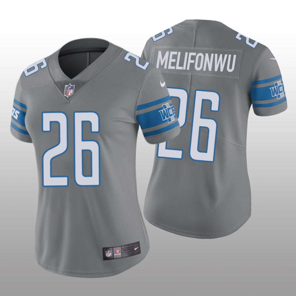Detroit Lions Ifeatu Melifonwu Steel Jersey Color Rush Limited - Women's