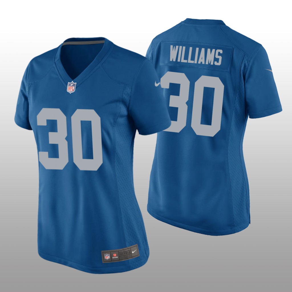 Detroit Lions Jamaal Williams Blue Jersey Throwback Game - Women's